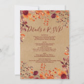 Invitation Tout En Une Chute Rustique En Amour Floral Mariage (Dos)