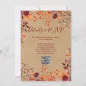 Invitation Tout en une chute rustique en amour QR Code Mariag (Dos)