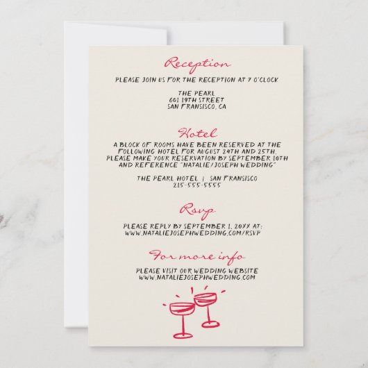 Invitation Tout En Une Main Écrit Whimsical Retro Mariage (Dos)