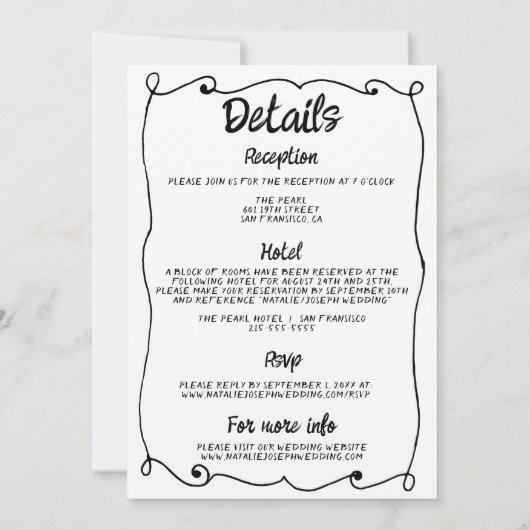 Invitation Tout en une main tiré Cake Retro Mariage cadre (Dos)
