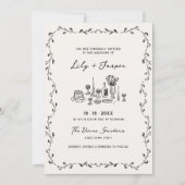 Invitation Tout en une main tiré Vins QR Code Mariage (Devant)