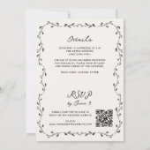 Invitation Tout en une main tiré Vins QR Code Mariage (Dos)