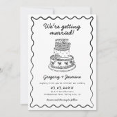 Invitation Tout en une main tiré Whimsical Quirky Mariage (Devant)