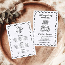 Tout en une main tiré Whimsical Quirky Mariage
