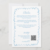 Invitation Tout en une main titré bleu clair QR Mariage RSVP (Dos)