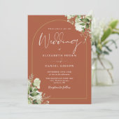 Invitation Tout en une Terracotta Greenery Arch Mariage photo (Debout devant)