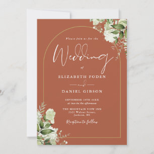 Invitation Tout en une Terracotta Greenery Arch Mariage photo