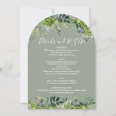 Invitation Tout en une verdure Floral Arc Sage Mariage vert (Dos)