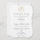 Invitation Tout épouser d'or d'abeilles de feuille d'or de (Devant)