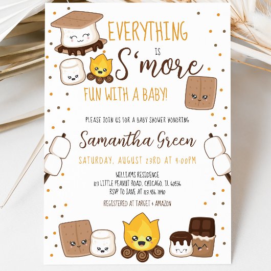 Invitation Tout est plus amusant avec des S'mores Baby Shower