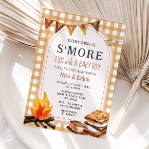 Invitation Tout est S'more Amusant En vichy Baby shower