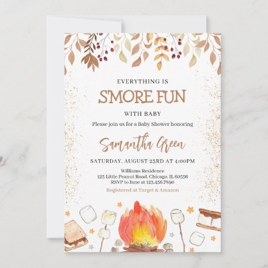 Invitation Tout est S'more Fun Baby shower (Devant)