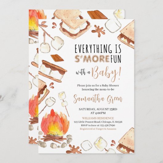 Invitation Tout est S'more Fun Baby shower (Devant / Derrière)