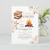 Invitation Tout est S'more Fun Blanc Floral Baby shower (Debout devant)