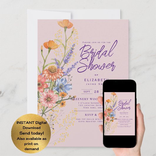 Invitation TOUT ÉVÉNEMENT Boho Fête de Jardin aux Fleurs Sauv