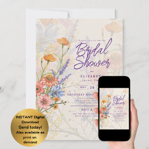 Invitation TOUT ÉVÉNEMENT Boho Wildflowers Garden Party