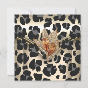 Invitation Tout événement élégant animal caramel crème or noi