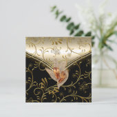 Invitation Tout événement Elegant Damask Caramel Crème Beige (Debout devant)