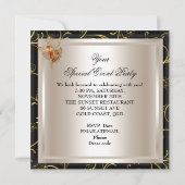 Invitation Tout événement Elegant Damask Caramel Crème Beige (Dos)