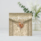 Invitation Tout événement Elegant Damask Caramel Crème Beige (Debout devant)
