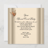 Invitation Tout événement Elegant Damask Caramel Crème Beige (Dos)