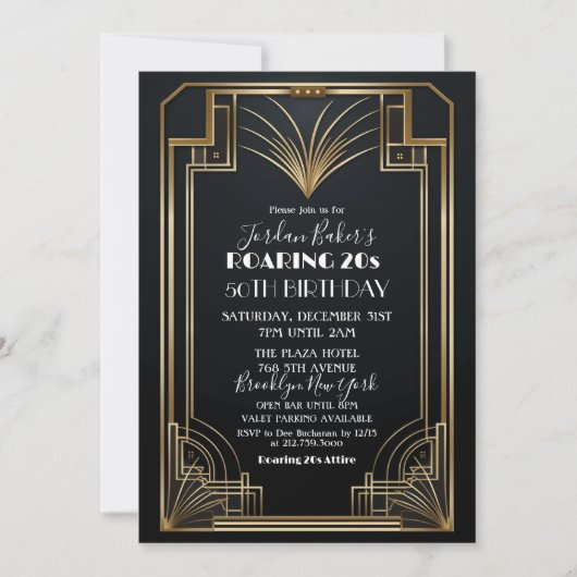 Invitation TOUT ÉVÉNEMENT - Roaring 20s 1920 Art Deco Party (Devant)