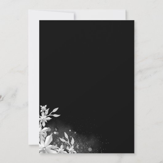 Invitation Tout Floral Noir Enregistrer Le Mariage Date (Dos)