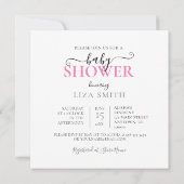 INVITATION TOUT GÂTEAU DE BABY SHOWER ROSE AVEC BOUTEILLES DE (Dos)