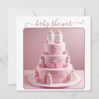 TOUT GÂTEAU DE BABY SHOWER ROSE AVEC BOUTEILLES DE