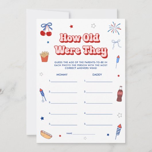 Invitation Tout jeu de devinette d'âge pour Baby Shower Ameri (Devant)