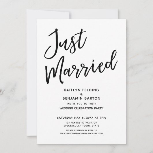 Invitation "Tout juste mariés" Réception de mariage décontrac (Devant)
