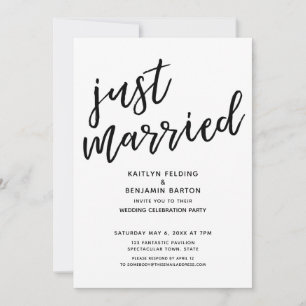 Invitation "Tout juste mariés" Réception de mariage décontrac