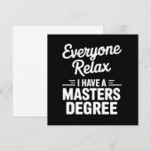 Invitation Tout le monde se détend, j'ai un master (Devant / Derrière)