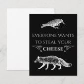 Invitation Tout Le Monde Veut Voler Votre Fromage Fox Crow (Devant / Derrière)