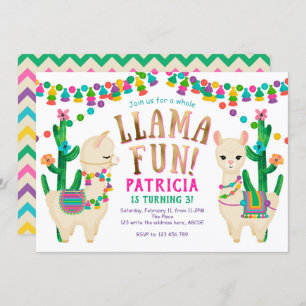 Invitation Tout le plaisir de lama, Fiesta, anniversaire de f