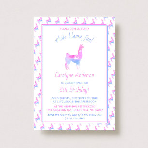 Invitation Tout Le Plaisir Llama ! Fête d'anniversaire