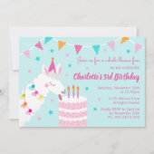 Invitation Tout Llama Fun Cake 3ème Anniversaire Aqua (Devant)
