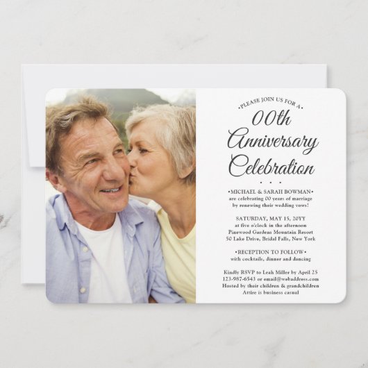 Invitation TOUT Mariage Anniversaire 2 Photo Elegant Party (Devant)