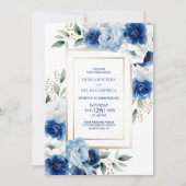 Invitation Tout moderne en un Mariage Floral bleu (Devant)