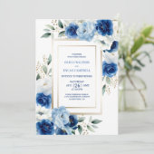 Invitation Tout moderne en un Mariage Floral bleu (Debout devant)