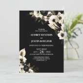 Invitation Tout moderne en un Mariage Floral noir et blanc (Debout devant)