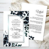 Invitation Tout moderne en un noir blanc Mariage Floral