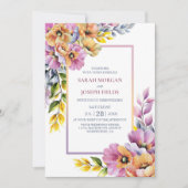 Invitation Tout moderne en un rose et orange Mariage Floral (Devant)