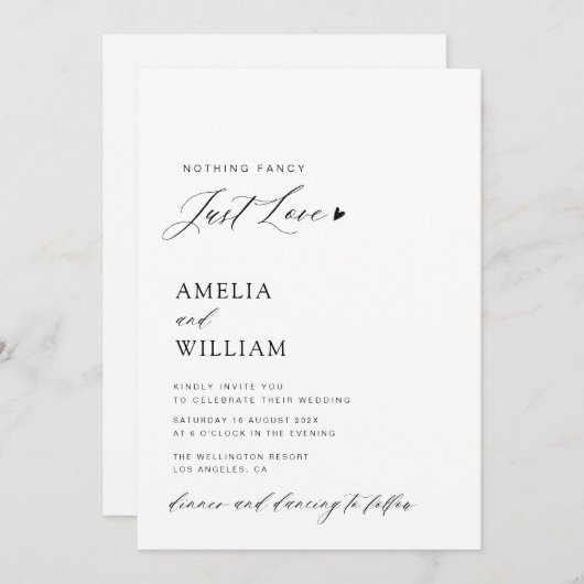 Invitation tout simple en un seul mariage de code QR (Devant / Derrière)