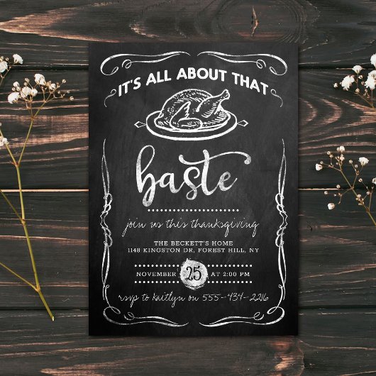 Invitation "Tout Sur Ce Baste" Tableau De Bord Thanksgiving
