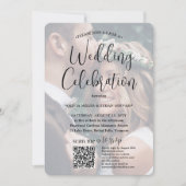 Invitation Tout Texte Script Tendance & Photo QR RSVP Mariage (Devant)