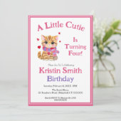 Invitation TOUTE ÂGE Aquarelle Saint Valentin Kitty Anniversa (Debout devant)