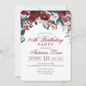 Invitation TOUTE AGE Bourgogne Floral Winter Birthday Invitat (Devant)