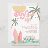 Invitation TOUTE AGE Fille Rose Peach Surf Anniversaire (Devant)