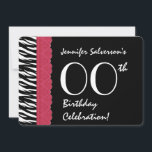 Invitation TOUTE ANNÉE Anniversaire Red Lace Zebra V12<br><div class="desc">N'IMPORTE QUELLE ANNÉE Anniversaire Red Lace Zebra V12 Ce modèle zébrée de nom personnalisé est une façon amusante mais élégante pour les gens invitations à une fête d'anniversaire. Tout le texte est entièrement personnalisable. Vous pouvez expérimenter différents types de papier pour trouver celui qui vous convient. 10e 12e 13e 14e...</div>